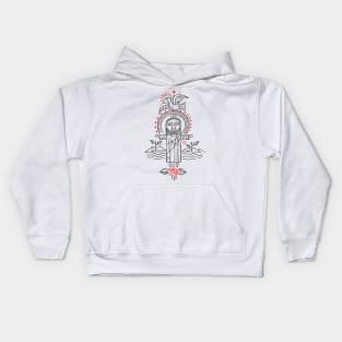 Jesus Christ with open arms and symbols illustration Kids Hoodie